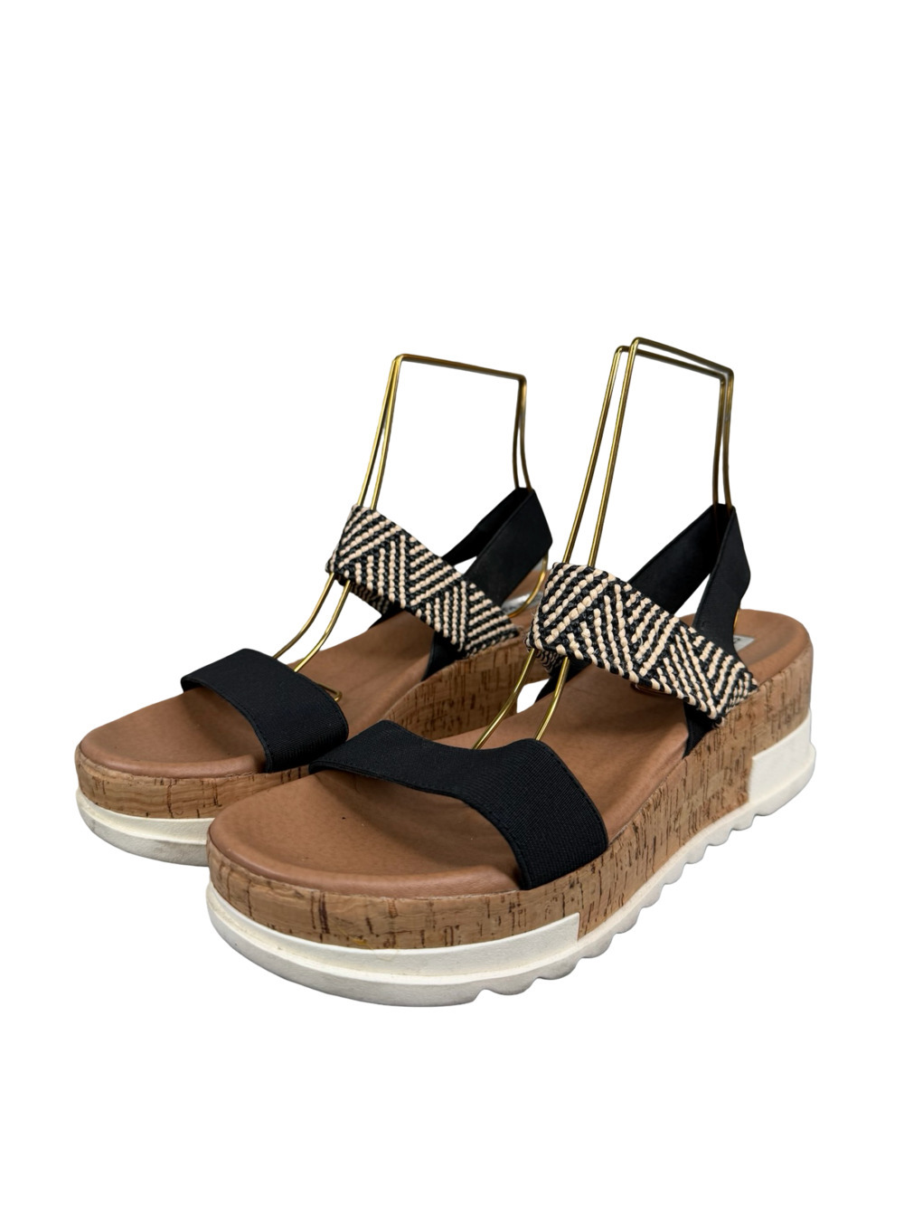Steve Madden Kabel Elastic Slingback Cork Platform Wedge Sandals Sz. 9-9.5
